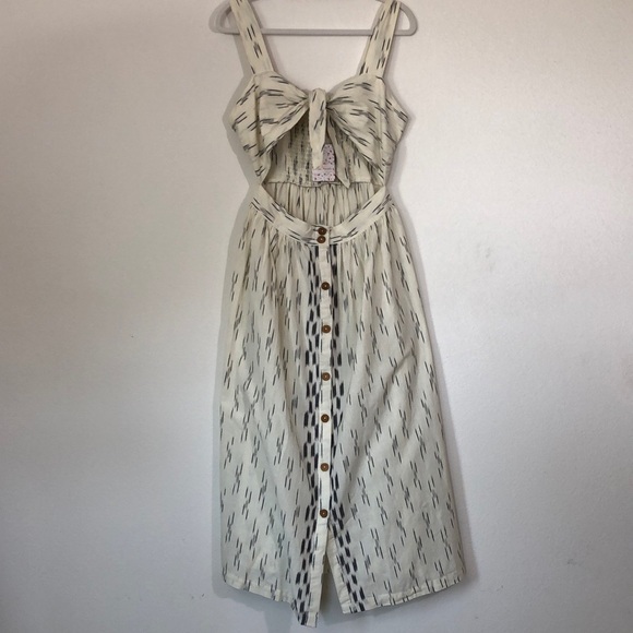 NWT - Free People Caldasi Tie Front Midi Dress - Picture 7 of 14